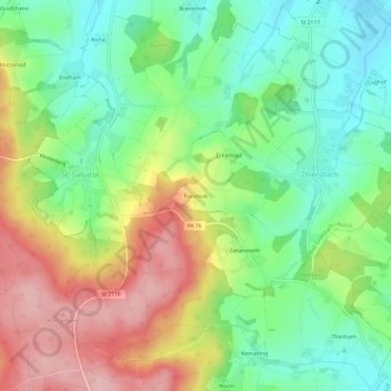 Carte topographique Forsthub, altitude, relief