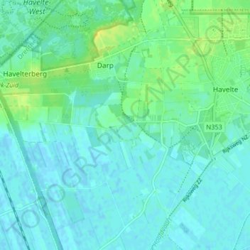 Carte topographique Busselte, altitude, relief