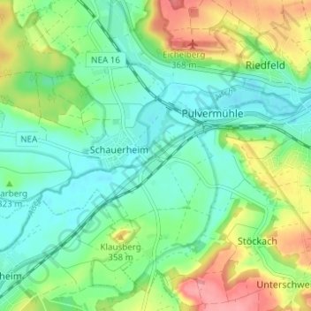 Carte topographique Birkenfeld, altitude, relief