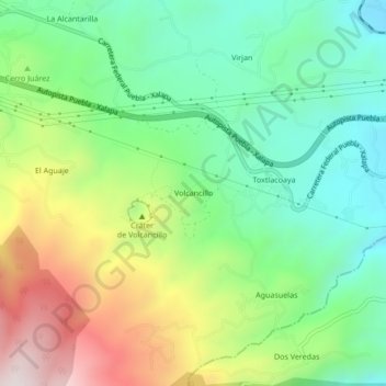 Carte topographique Volcancillo, altitude, relief