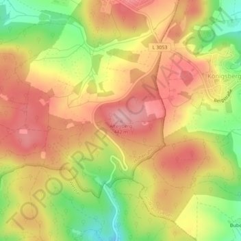 Carte topographique Altenberg, altitude, relief