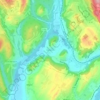 Carte topographique Rothonod, altitude, relief
