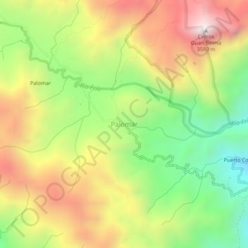 Carte topographique Palomar, altitude, relief
