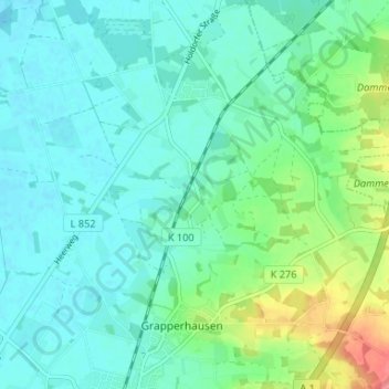 Carte topographique Nellinghof, altitude, relief