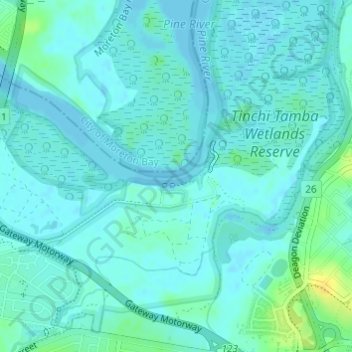 Carte topographique Deepwater Bend, altitude, relief