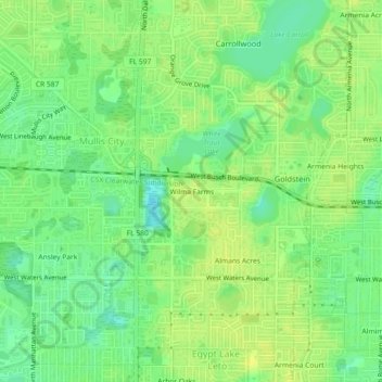 Carte topographique Wilma Farms, altitude, relief
