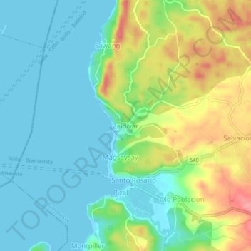 Carte topographique Zaldivar, altitude, relief