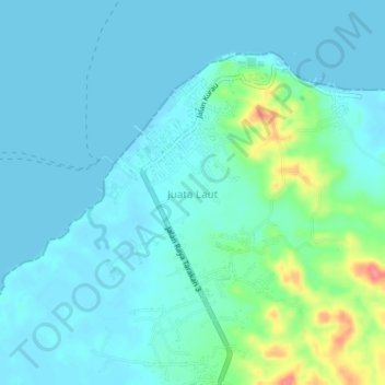 Carte topographique Juata Laut, altitude, relief