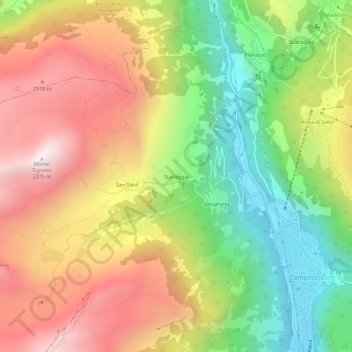 Carte topographique Starleggia, altitude, relief