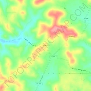 Carte topographique Hilltop, altitude, relief