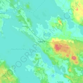 Carte topographique Hauho, altitude, relief