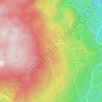 Carte topographique Potrerillo, altitude, relief