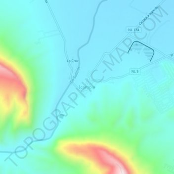 Carte topographique Icamole, altitude, relief
