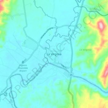 Carte topographique La Virginia, altitude, relief