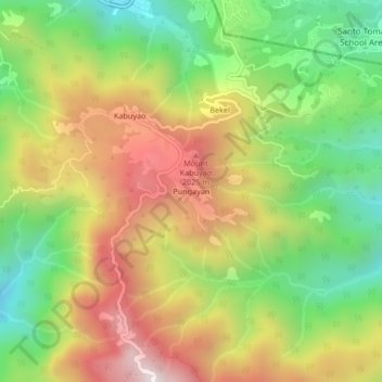 Carte topographique Pungayan, altitude, relief