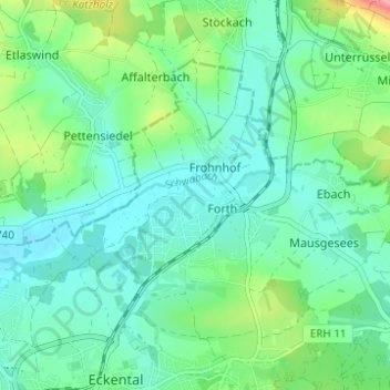 Carte topographique Büg, altitude, relief