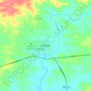 Carte topographique Floresta, altitude, relief