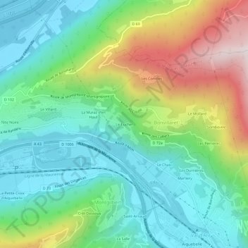 Carte topographique Le Cuchet, altitude, relief