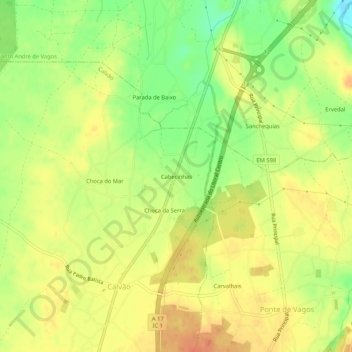 Carte topographique Cabecinhas, altitude, relief
