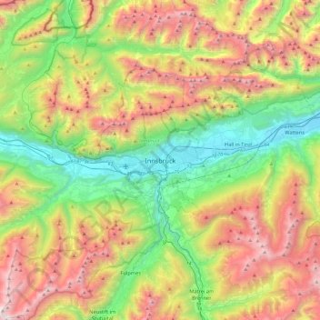Carte topographique Innsbruck, altitude, relief