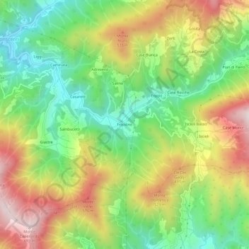Carte topographique Frisolino, altitude, relief
