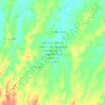 Carte topographique KANTOR DESA GANDRI KECAMATAN PENENGAHAN KABUPATEN LAMPUNG SELATAN, altitude, relief