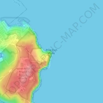 Carte topographique Blue Fish Point, altitude, relief