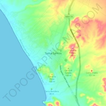 Carte topographique Todos Santos, altitude, relief