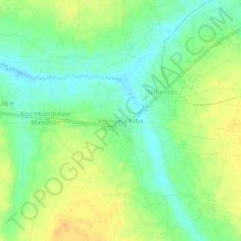 Carte topographique Velingara Yoba, altitude, relief