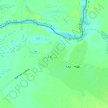 Carte topographique Mfuwe, altitude, relief
