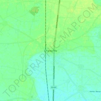 Carte topographique Gharaunda, altitude, relief