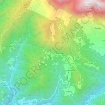 Carte topographique Longoio, altitude, relief
