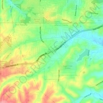 Carte topographique Murphy, altitude, relief