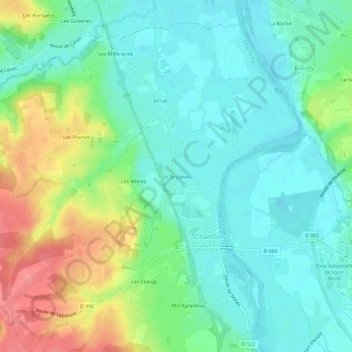 Carte topographique Le Gruzeau, altitude, relief