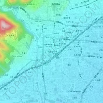 Carte topographique Minamiishidocho, altitude, relief