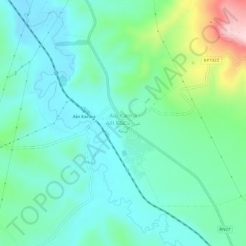 Carte topographique Ain Karma, altitude, relief