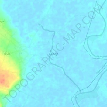 Carte topographique Gbodjè, altitude, relief