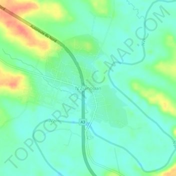 Carte topographique N'Zianouan, altitude, relief