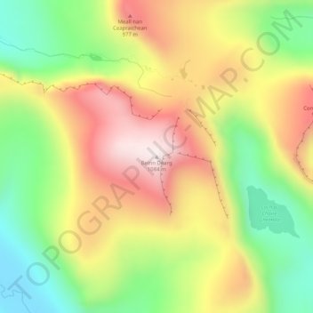 Carte topographique Beinn Dearg, altitude, relief