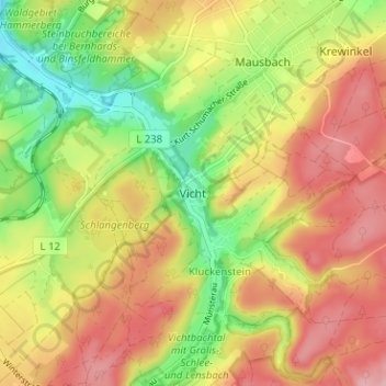Carte topographique Vicht, altitude, relief