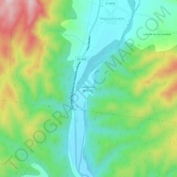 Carte topographique Candanedo de Boñar, altitude, relief