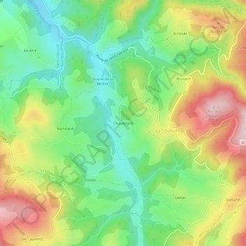 Carte topographique Chaudagne, altitude, relief