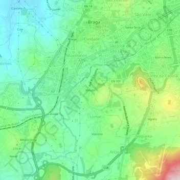 Carte topographique Mouta, altitude, relief