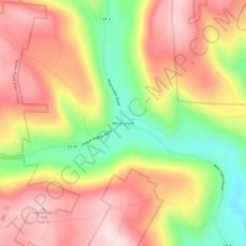 Carte topographique West Fulton, altitude, relief