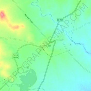 Carte topographique Dahiwadi, altitude, relief