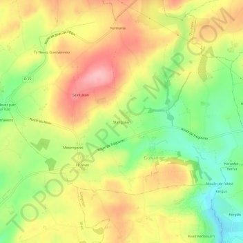 Carte topographique Stang Jean, altitude, relief