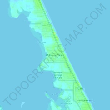 Carte topographique Melbourne Shores, altitude, relief