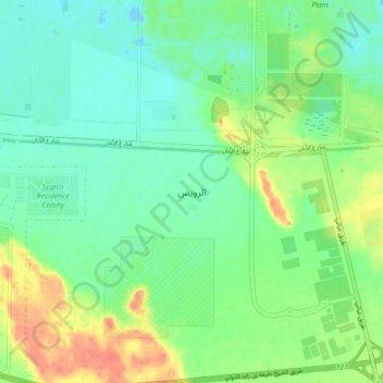 Carte topographique Al Ruwais, altitude, relief