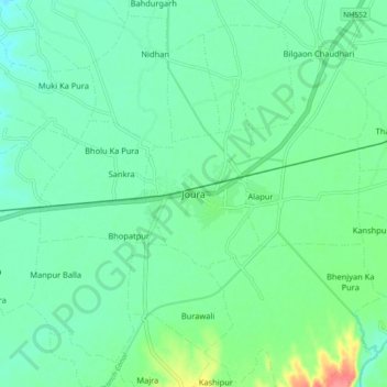 Carte topographique Joura, altitude, relief