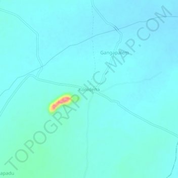 Carte topographique Konidena, altitude, relief